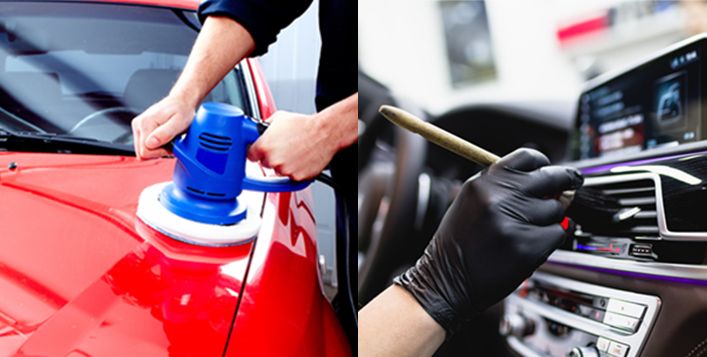 خدمة تلميع داخلي وخارجي ونانو سيراميك ضمان سنه (سيارة كبيرة)